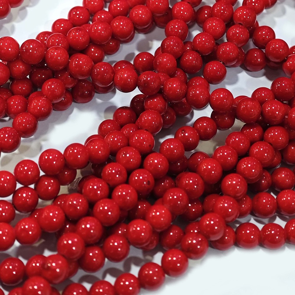 Mashan Dyed  Jade Beads – Red 6mm | The Pink Bead Shop Canada