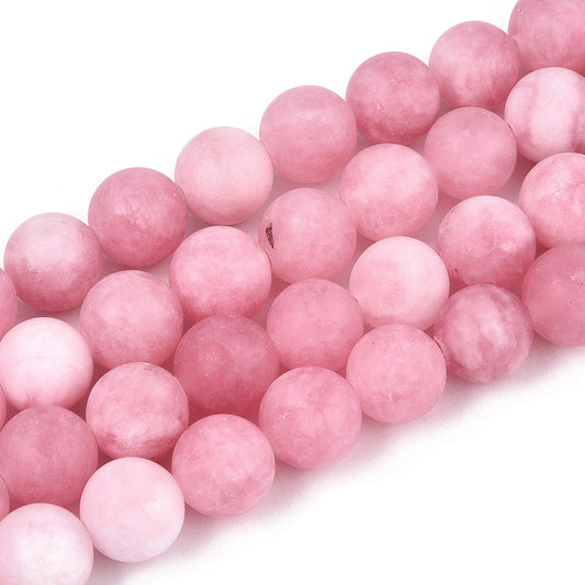 Natural White Jade Beads  Dyed Frosted Pearl Pink, 8–9mm The Pink Bead Shop