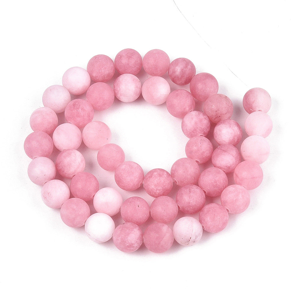 Natural White Jade Beads  Dyed Frosted Pearl Pink, 8–9mm The Pink Bead Shop