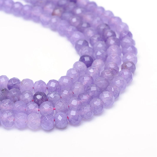 Medium Purple Faceted Rondelle Dyed White Jade Beads 8x5-6mm Strand | The Pink Bead Shop Canada