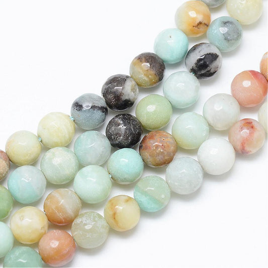 Flower Amazonite Natural Faceted  Beads – Assorted Sizes (4mm, 6mm, 8mm) The Pink Bead Shop