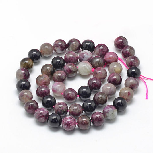 Natural Tourmaline Beads Strands – Grade AB, Round, 4mm, Hole: 0.8mm, Approx. 100pcs/Strand, 15.7” The Pink Bead Shop