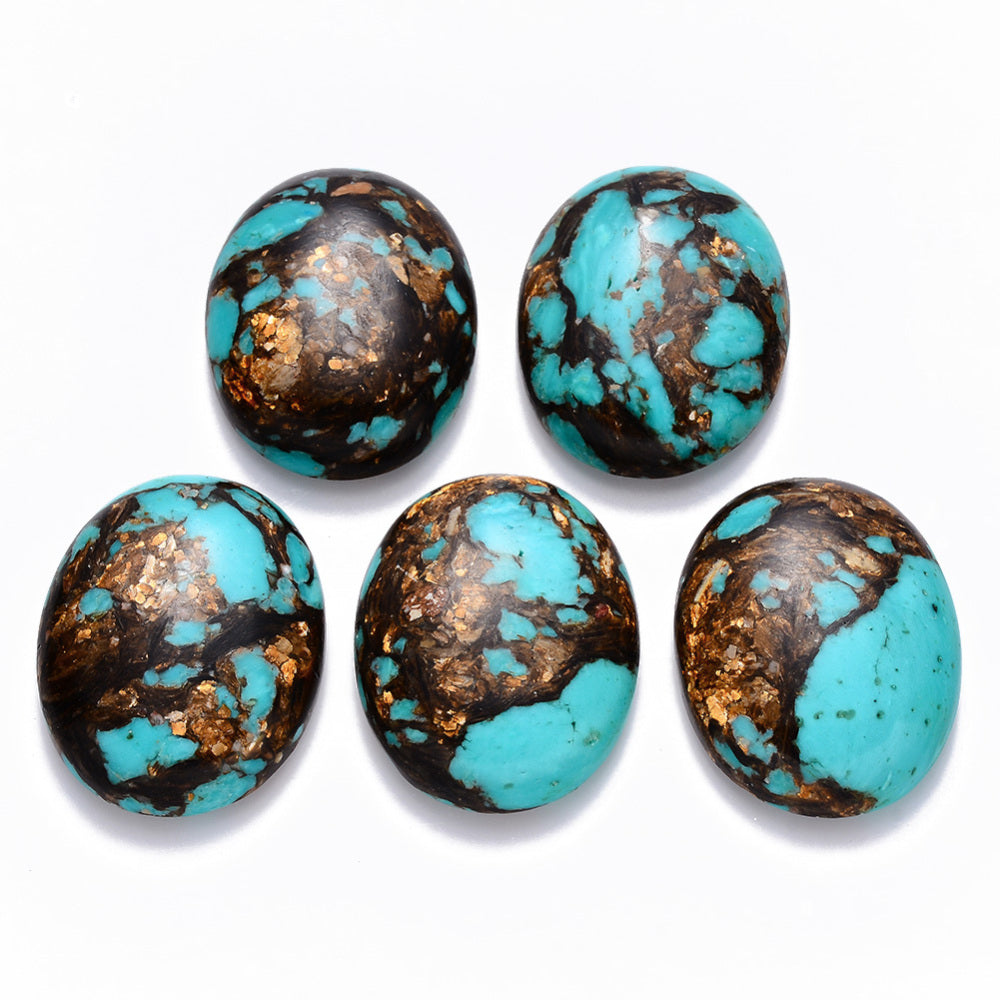 Synthetic Turquoise & Bronzite Oval Cabochon 40x30mm | The Pink Bead Shop Canada