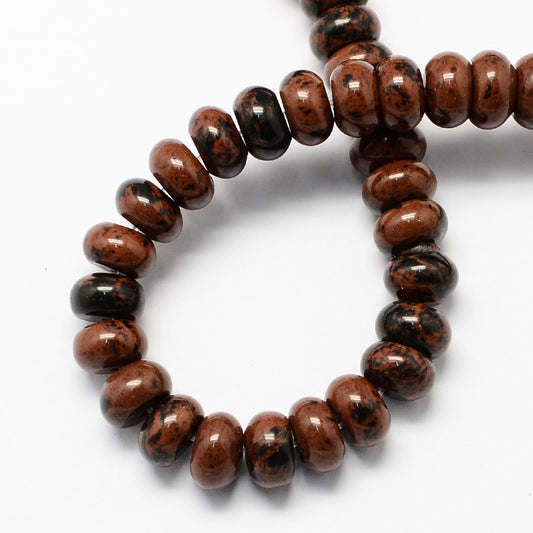 Natural Mahogany Obsidian Beads Strands – Rondelle, Polished, Coconut Brown, 8×5mm, Hole: 1mm, Approx. 60–65pcs/Strand, 15.7” The Pink Bead Shop