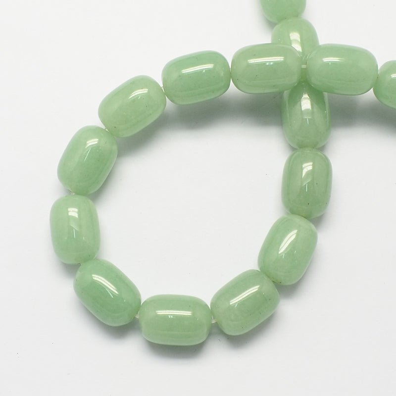 Barrel Shaped Green Aventurine Beads  Dark Sea Green, 15×10mm (Approx. 25pcs/Strand) The Pink Bead Shop