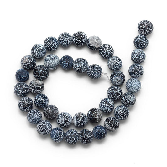 Natural Weathered Agate Beads Strands – Frosted, Dyed, Round, Gray, 4–4.5mm, Hole: 1mm, Approx. 95pcs/Strand, 14.6” The Pink Bead Shop