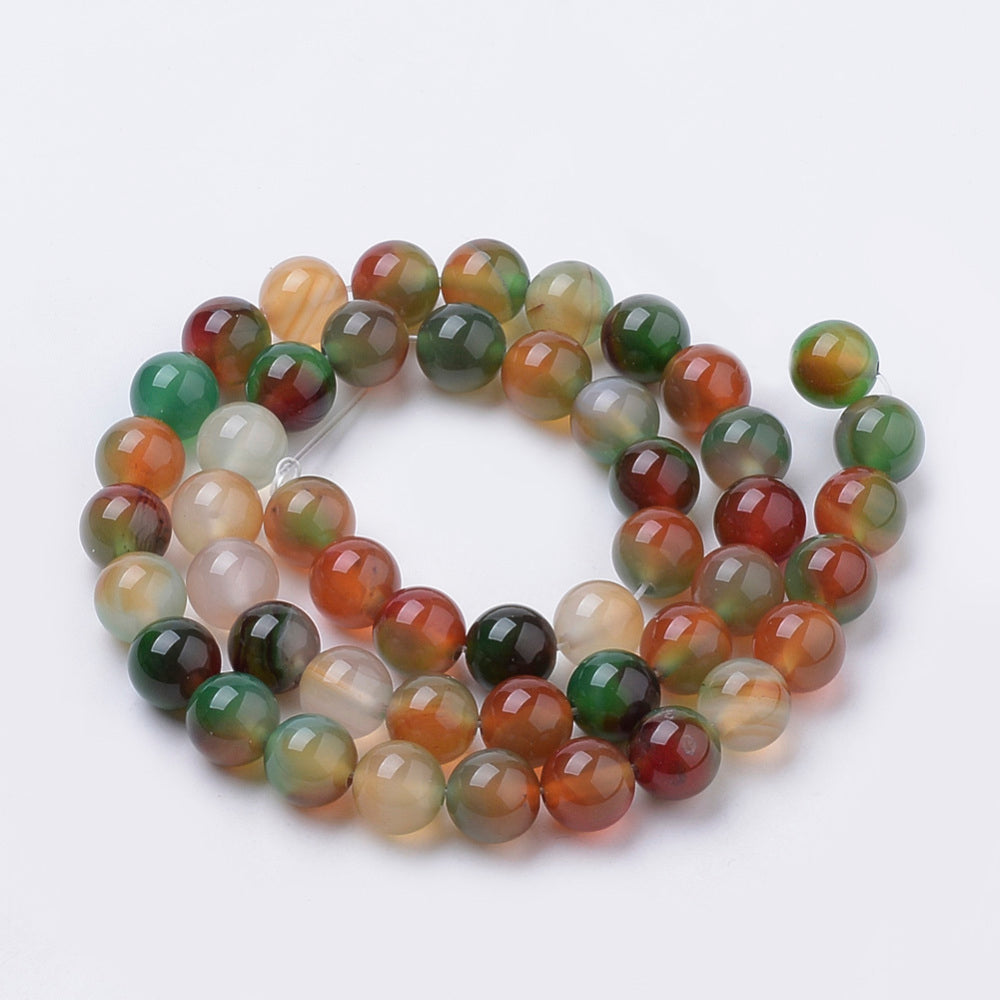 Peacock Green Agate Round Beads – 8mm | The Pink Bead Shop Canada