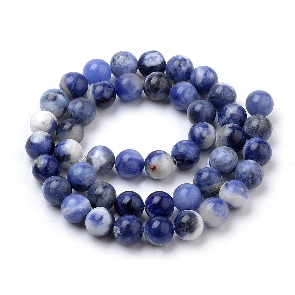 Sodalite Natural South Africa Gemstone Beads – Round 8mm and 10mm | The Pink Bead Shop Canada