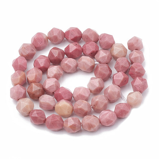 Natural Rhodonite Beads Strands – Star Cut, Faceted, Pink, 8–10×7–8mm, Hole: 1mm, Approx. 45–48pcs/Strand, 14.2–14.6” The Pink Bead Shop