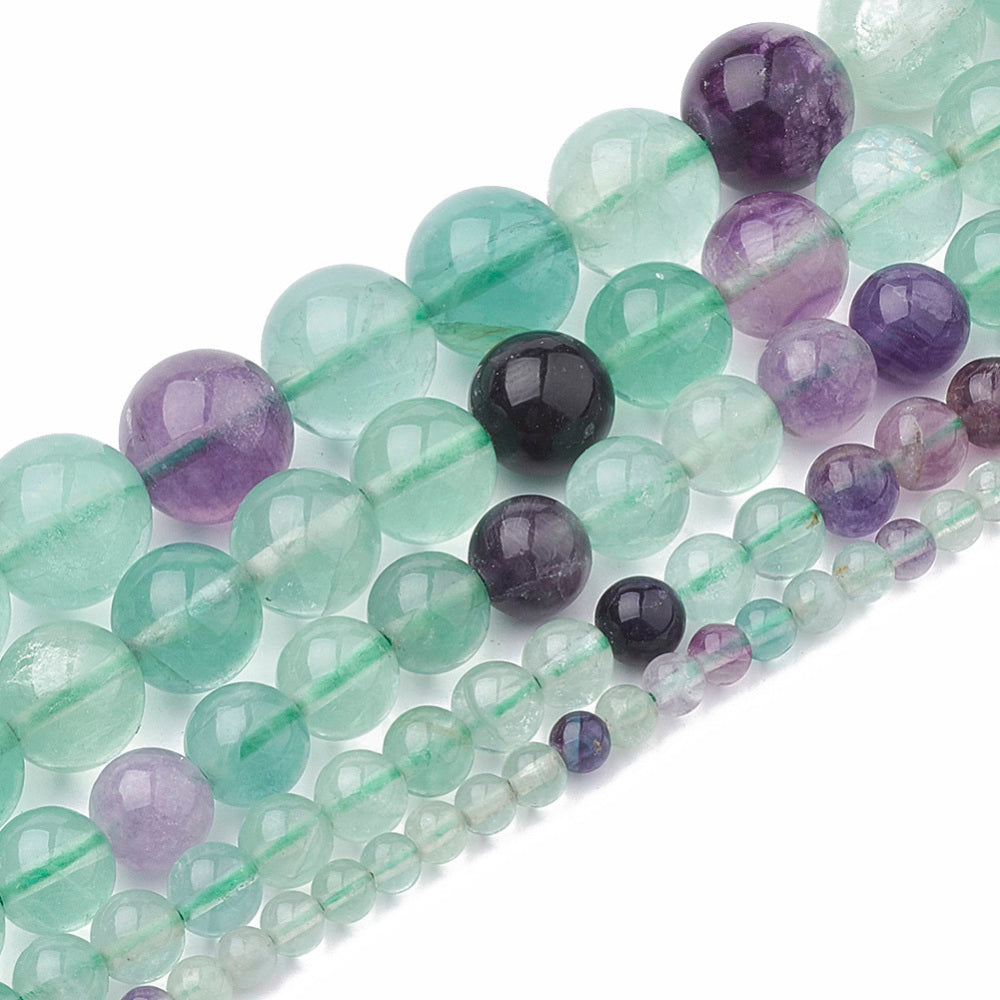 Fluorite Natural  Gemstone Beads – Round 4mm, 6–7mm & 8–9mm | The Pink Bead Shop Canada The Pink Bead Shop