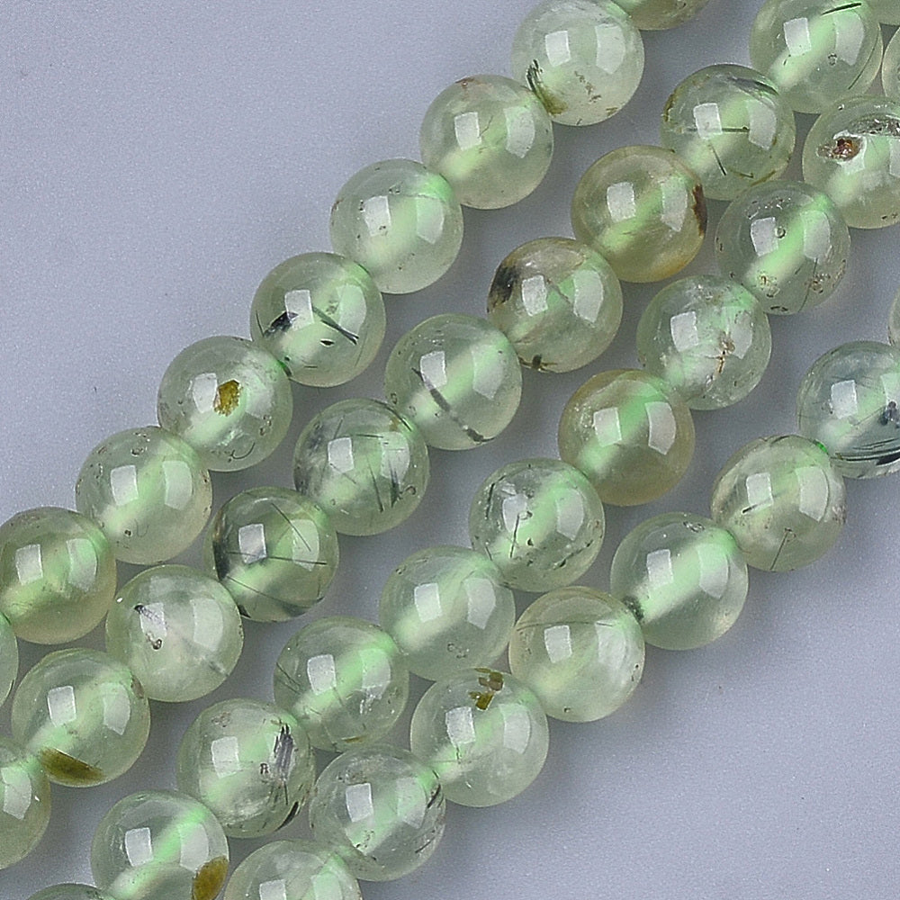 Prehnite Round Beads – 6–7mm & 8–9mm | The Pink Bead Shop Canada