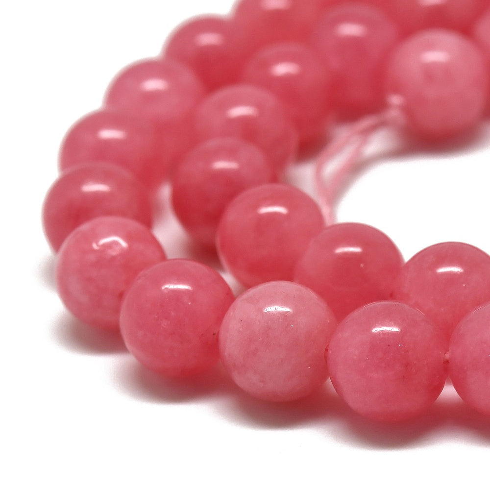 Chalcedony Pink Beads – 8–9mm Round
