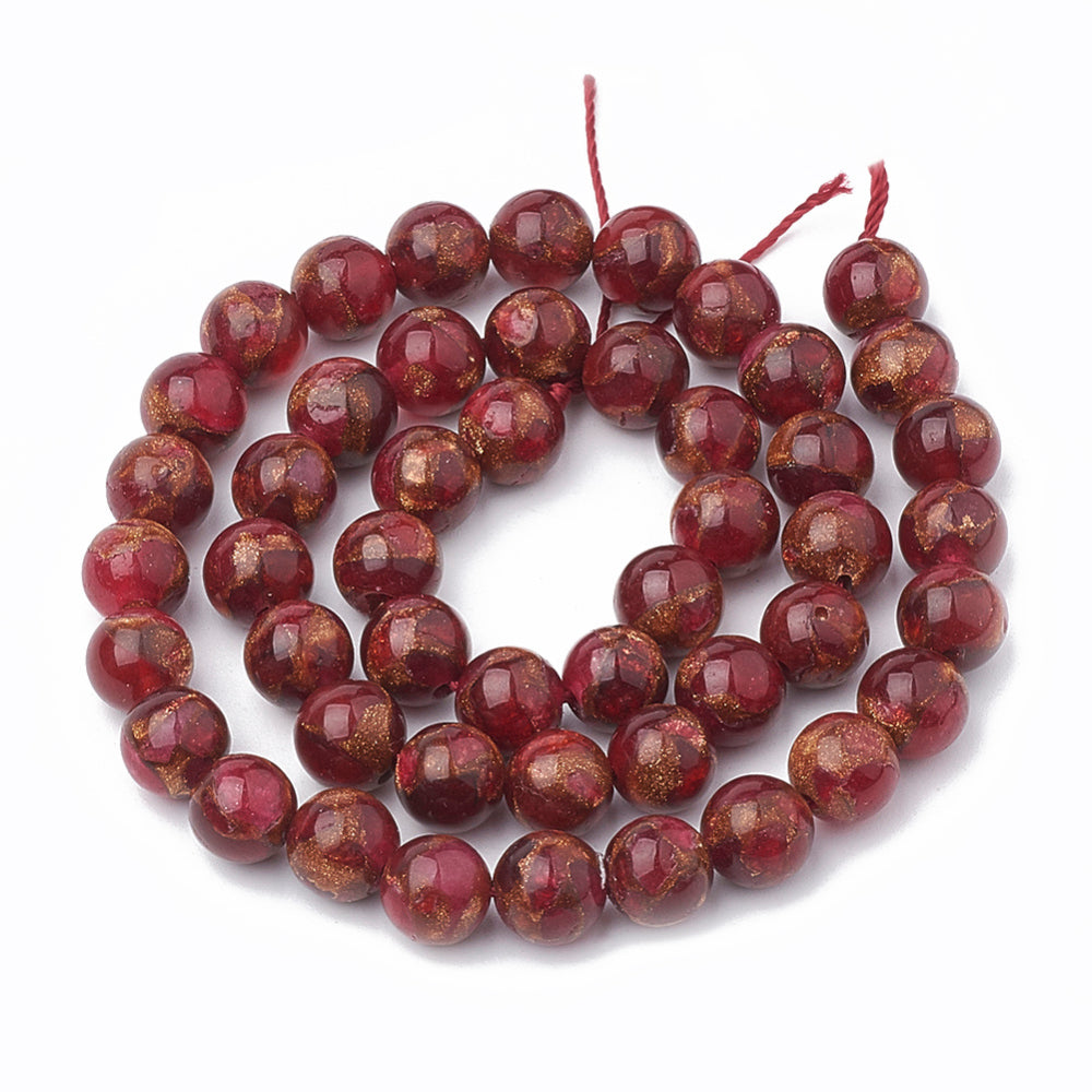 Chalcedony Beads Natural Strands – Dyed & Heated – Red, 8–9mm, Round The Pink Bead Shop