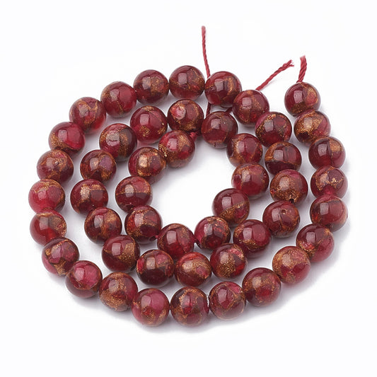 Chalcedony Beads Natural Strands – Dyed & Heated – Red, 8–9mm, Round The Pink Bead Shop