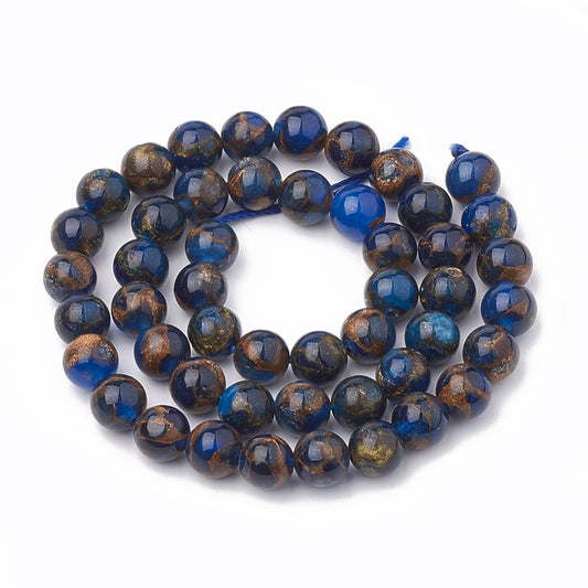 Chalcedony Beads Strands Natural – Dyed & Heated – Blue, 8–9mm, Round The Pink Bead Shop