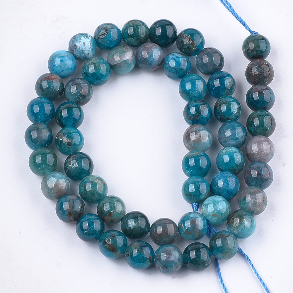 Natural Apatite Natural Gemstone Beads – Round 6mm & 8mm | The Pink Bead Shop Canada