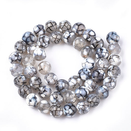 Natural Fire Crackle Agate Beads Gainsboro Round 8mm The Pink Bead Shop