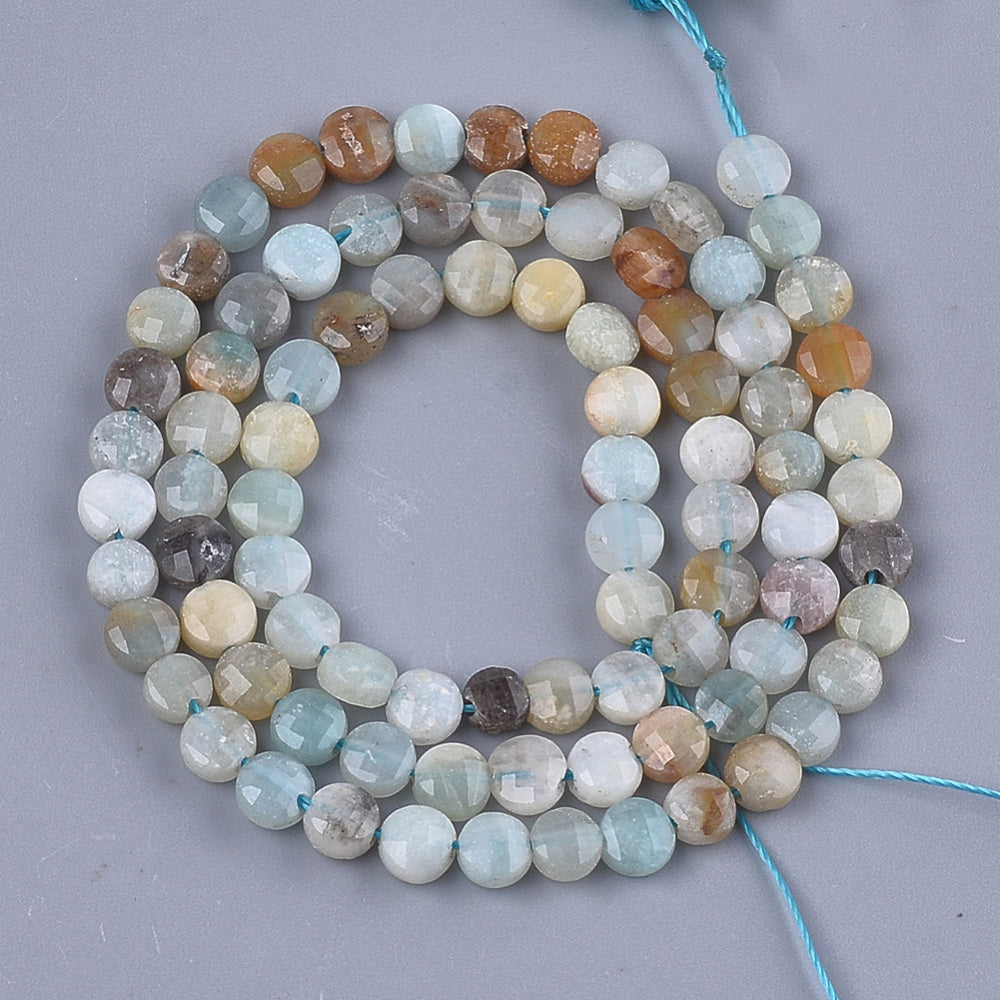 Flower Amazonite Faceted Coin Beads | The Pink Bead Shop Canada