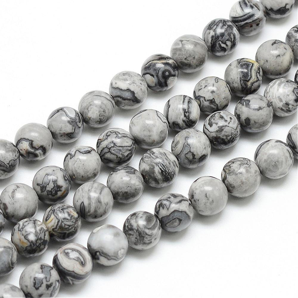 Picasso Jasper Natural (Map Stone) Beads – 8mm Round (Approx. 50pcs/Strand) The Pink Bead Shop