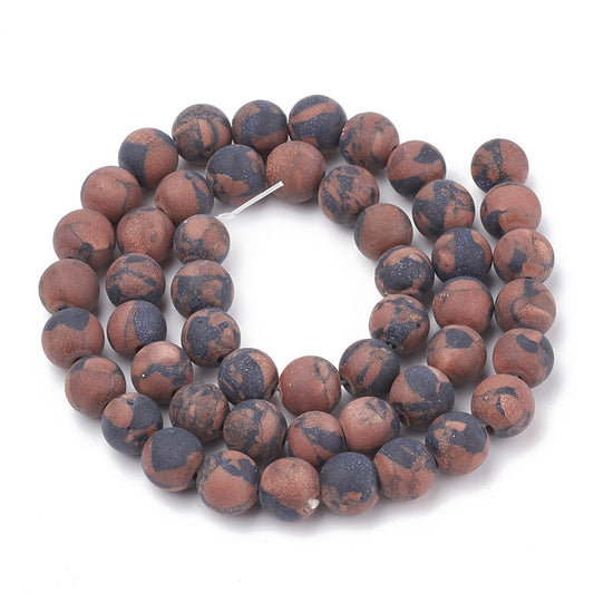 Goldstone Frosted Blue And Brown Beads – Round 8mm | The Pink Bead Shop Canada