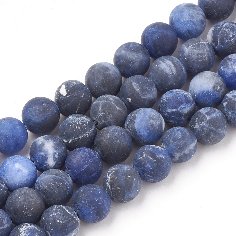 Sodalite Beads Natural  – Frosted Round Grade A 8mm The Pink Bead Shop
