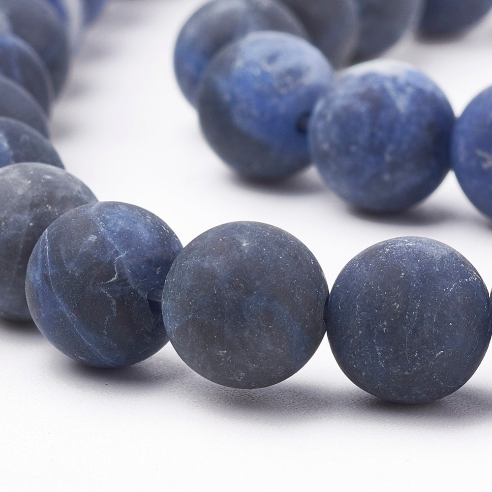 Sodalite Beads Natural  – Frosted Round Grade A 8mm The Pink Bead Shop