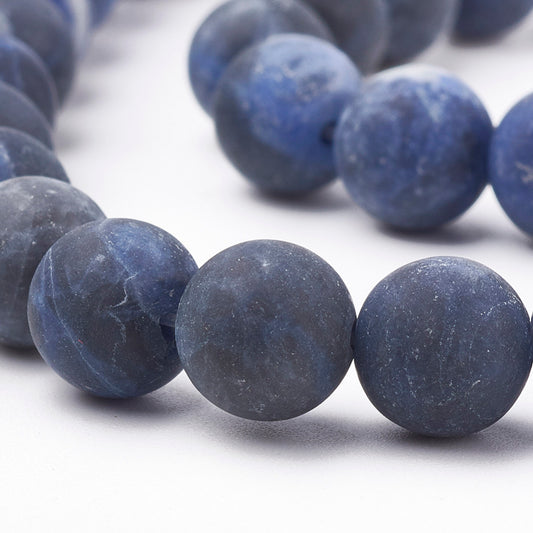 Sodalite Beads Natural  – Frosted Round Grade A 8mm The Pink Bead Shop