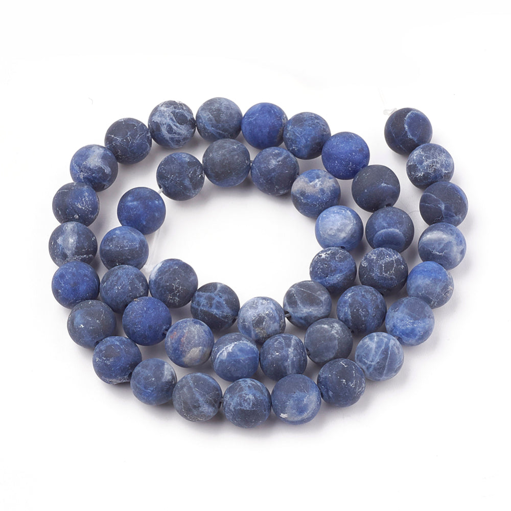 Sodalite Beads Natural  – Frosted Round Grade A 8mm The Pink Bead Shop