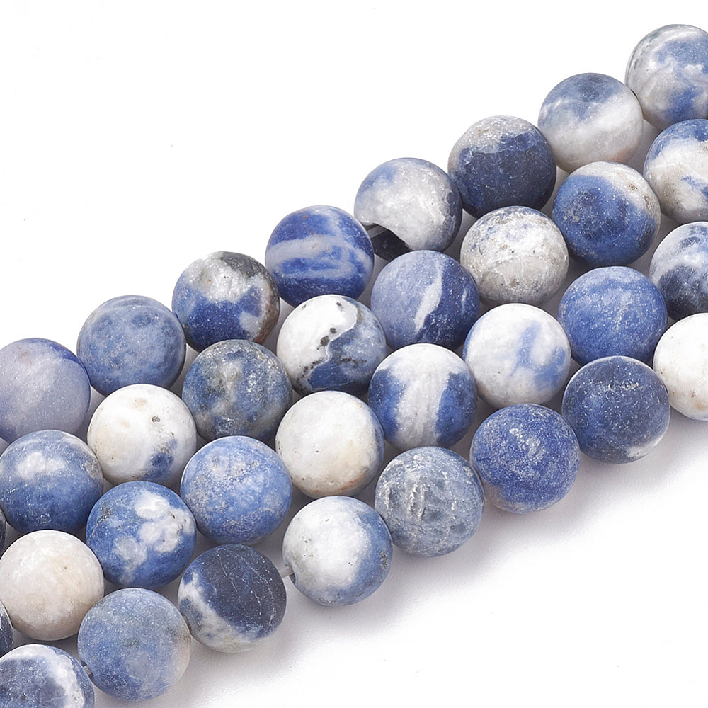 Sodalite Natural Frosted  Gemstone Beads – Round 4mm | The Pink Bead Shop Canada