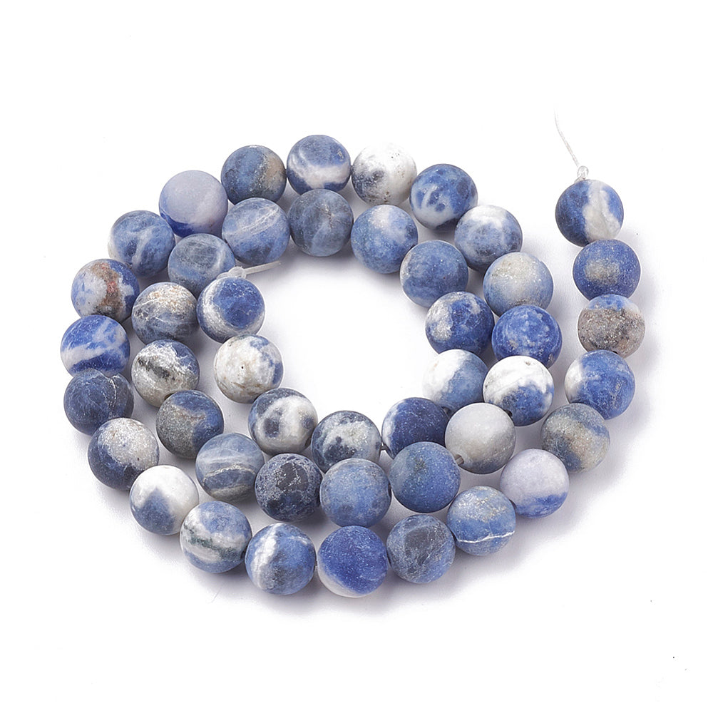 Sodalite Natural Frosted  Gemstone Beads – Round 4mm | The Pink Bead Shop Canada