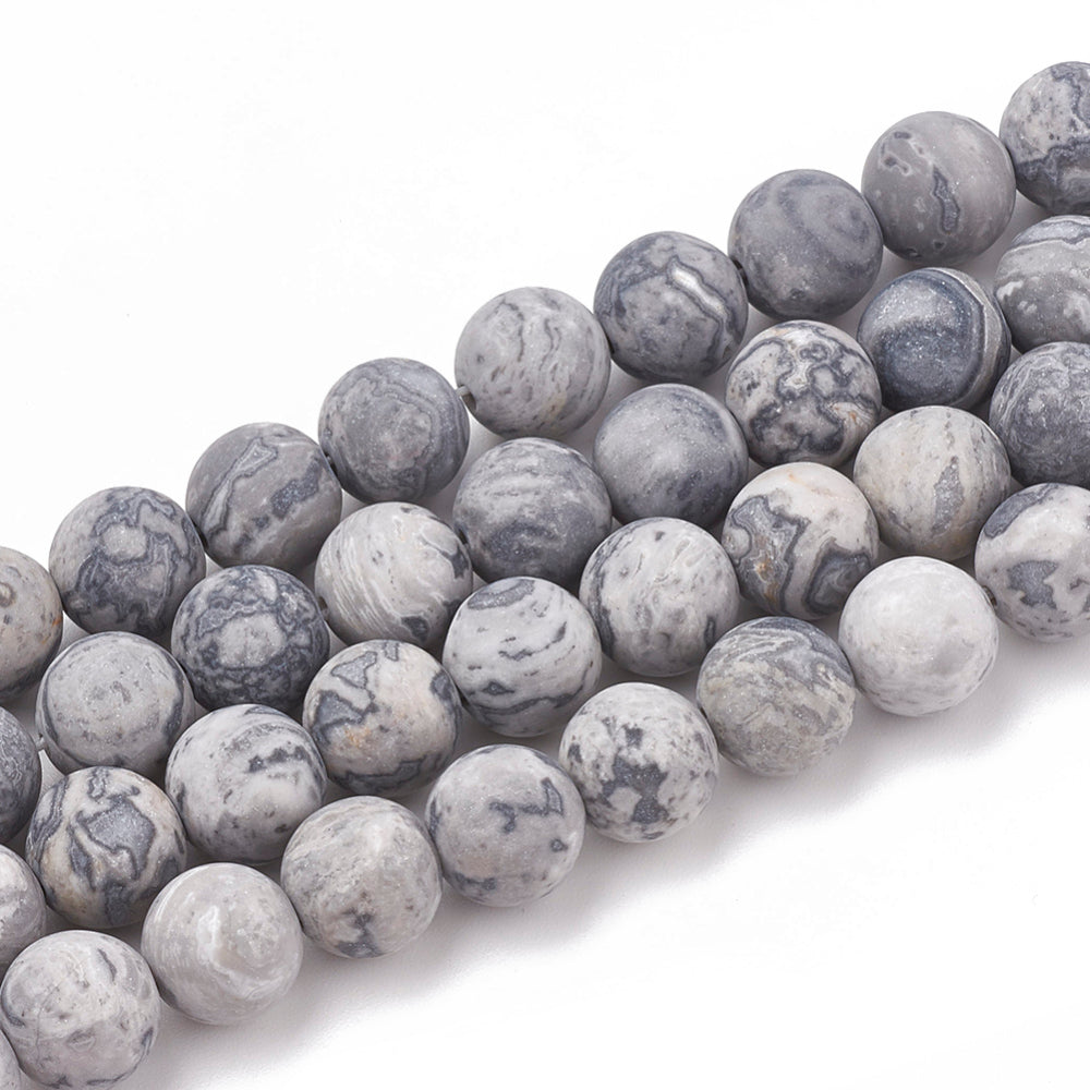 Picasso Jasper / Map Stone Frosted Beads  4mm & 8mm Round The Pink Bead Shop