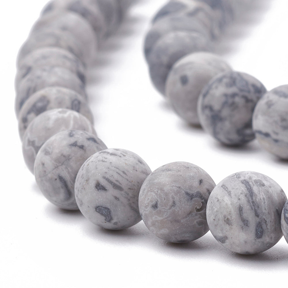 Picasso Jasper / Map Stone Frosted Beads  4mm & 8mm Round The Pink Bead Shop