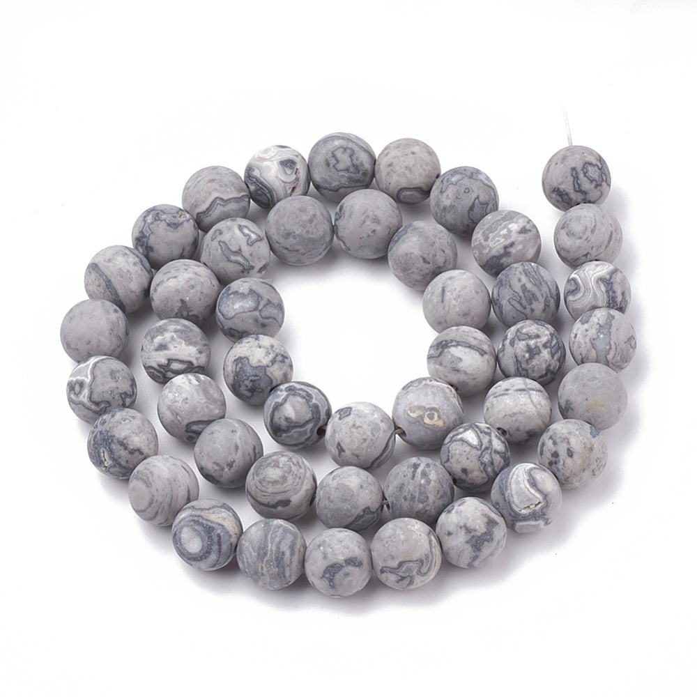 Picasso Jasper / Map Stone Frosted Beads  4mm & 8mm Round The Pink Bead Shop