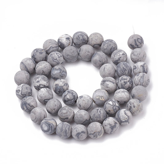 Picasso Jasper / Map Stone Frosted Beads  4mm & 8mm Round The Pink Bead Shop