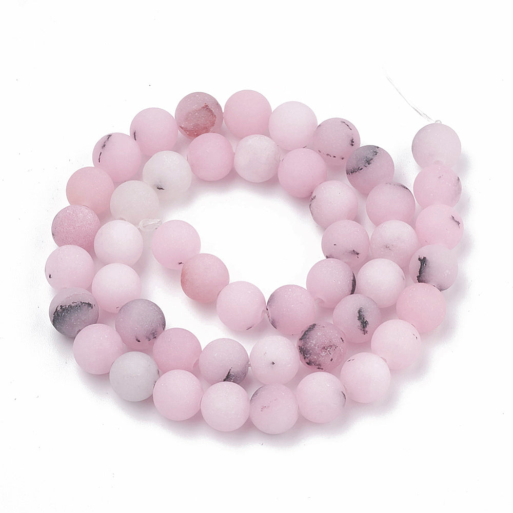 Cherry Blossom Jasper Frosted Round Beads 6mm & 8mm | The Pink Bead Shop Canada