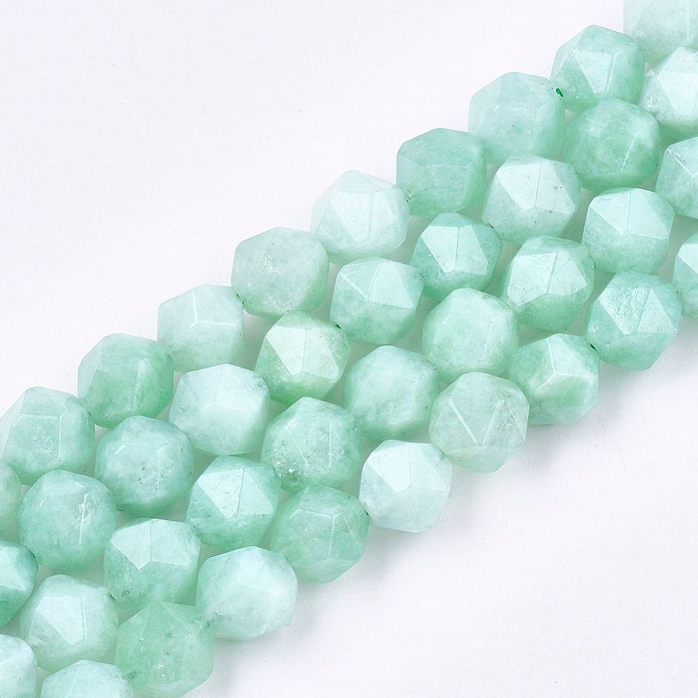 Myanmar Jade Beads | Star Cut Round Faceted 8mm Gemstone Strands | The Pink Bead Shop Canada