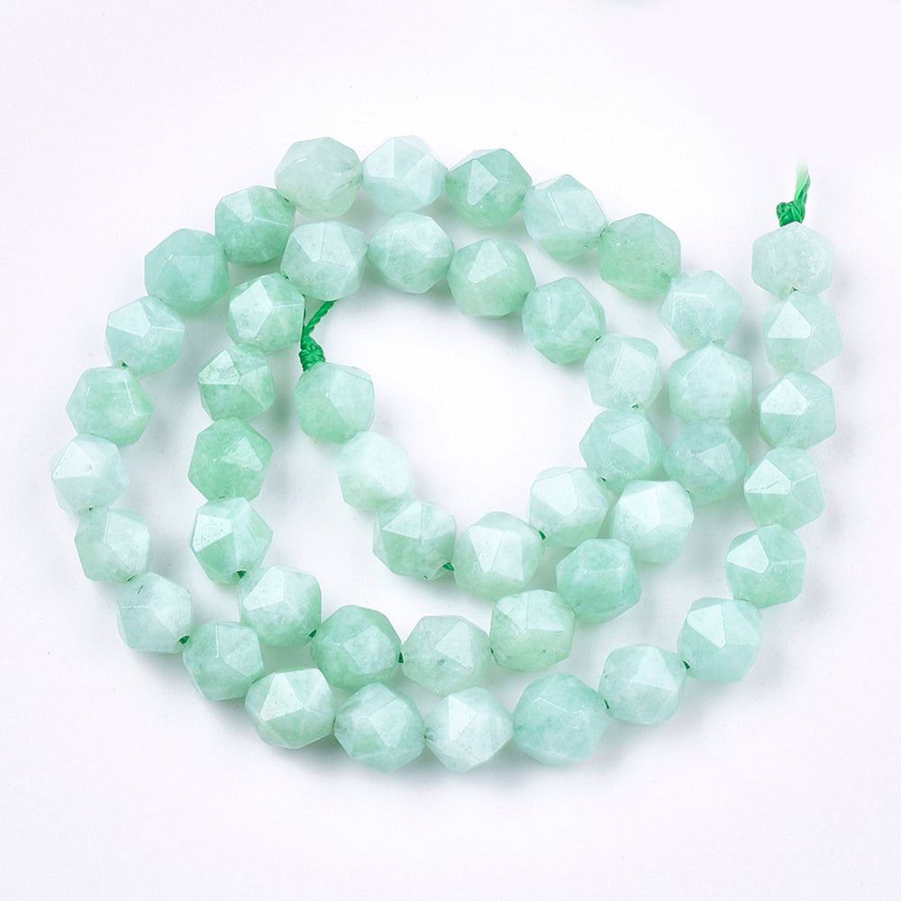 Myanmar Jade Beads | Star Cut Round Faceted 8mm Gemstone Strands | The Pink Bead Shop Canada