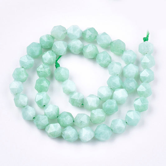 Myanmar Jade Beads | Star Cut Round Faceted 8mm Gemstone Strands | The Pink Bead Shop Canada