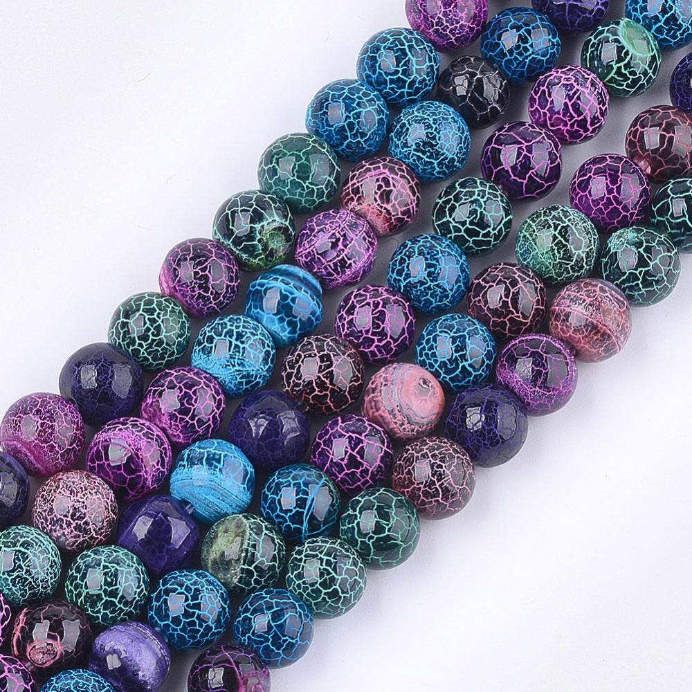 Mixed Color Fire Crackle Agate Gemstone Beads – Round 8mm | The Pink Bead Shop Canada