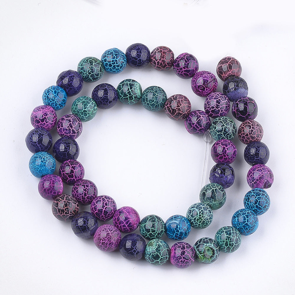Mixed Color Fire Crackle Agate Gemstone Beads – Round 8mm | The Pink Bead Shop Canada