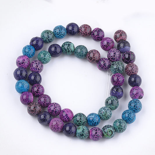 Mixed Color Fire Crackle Agate Gemstone Beads – Round 8mm | The Pink Bead Shop Canada