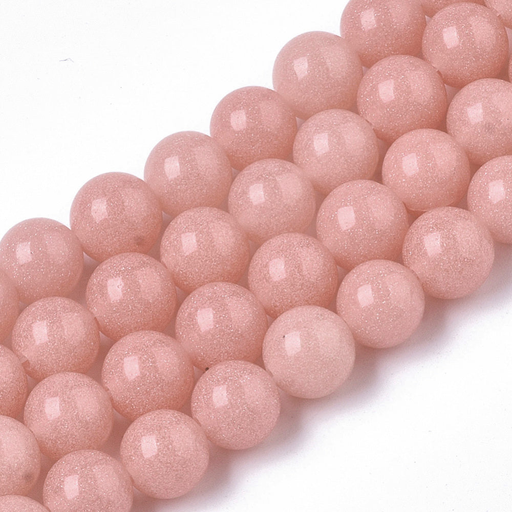 Luminous Stone Round Beads 8mm Salmon Pink| The Pink Bead Shop Canada