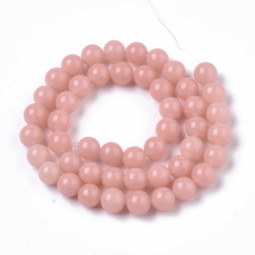 Luminous Stone Round Beads 8mm Salmon Pink| The Pink Bead Shop Canada