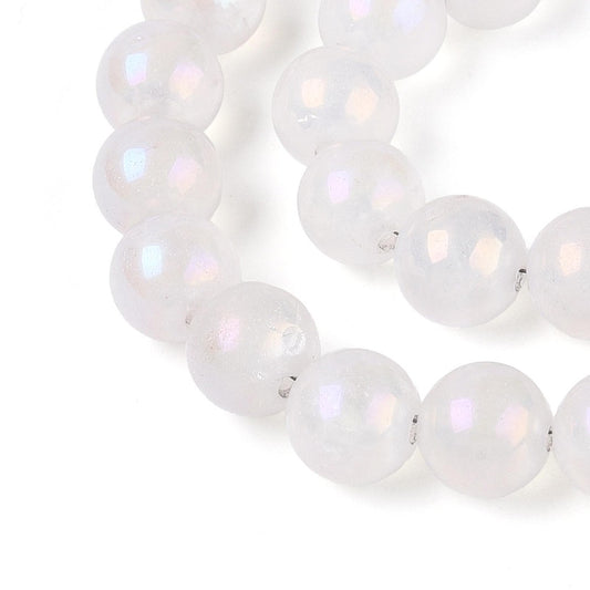 AB Quartz Crystal Beads – Round 8mm, Aura Plated The Pink Bead Shop