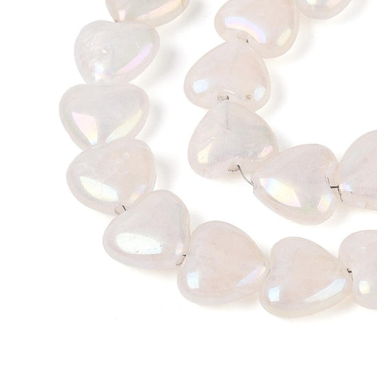 AB Quartz Crystal Heart Beads – Electroplated Natural Quartz The Pink Bead Shop