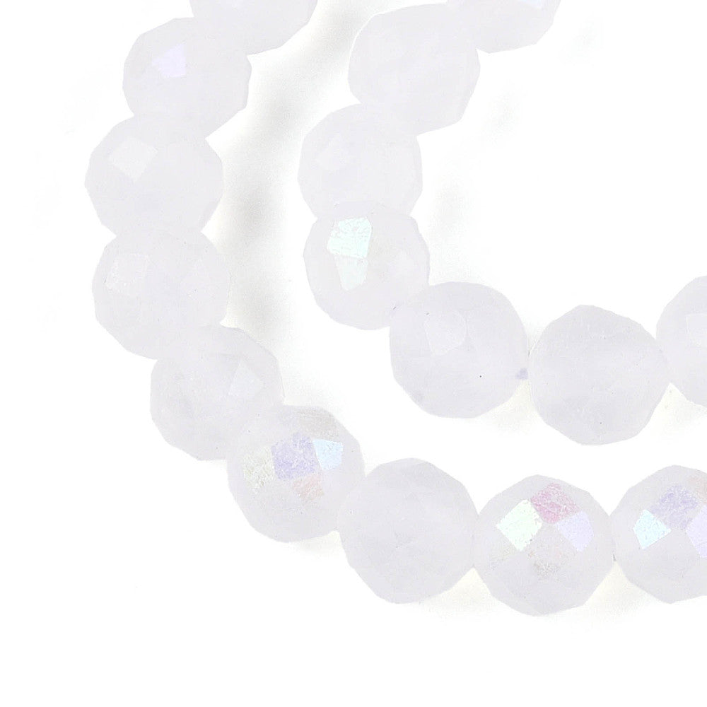 Natural Quartz AB Color Plated  Crystal Faceted Round Beads – 4–5mm (Approx. 15.5” Strand) The Pink Bead Shop