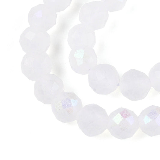 Natural Quartz AB Color Plated  Crystal Faceted Round Beads – 4–5mm (Approx. 15.5” Strand) The Pink Bead Shop