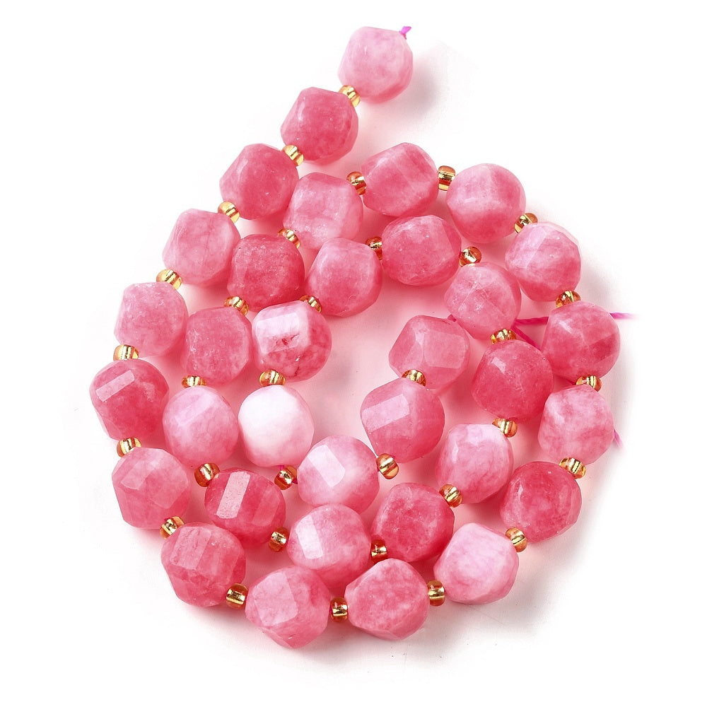 Cerise Pink 10mm Faceted Twist Quartz Beads | The Pink Bead Shop Canada