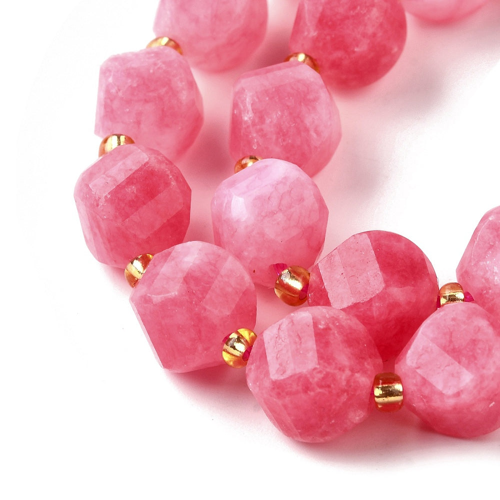 Cerise Pink 10mm Faceted Twist Quartz Beads | The Pink Bead Shop Canada