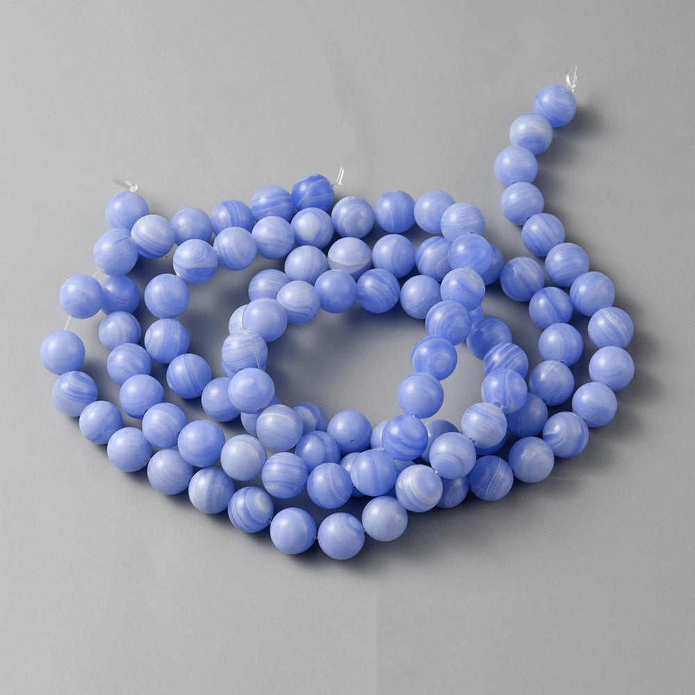 Blue Lace Agate Low Grade Dyed Beads 8mm | The Pink Bead Shop Canada